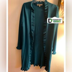 TravelSmith Open Front Sweater Teal Jacket